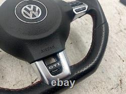 10-14 Volkswagen Gli Golf Gti MK6 OEM Flat Bottom Steering Wheel DSG Shift Paddles
