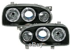 2 Headlight Angel Eyes Vw Volkswagen Golf 3 All Models Before Black Crystal Lights Led