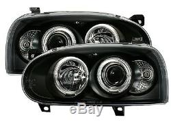 2 Lighthouse Angel Eyes Vw Volkswagen Golf 3 Vr6 Gt Gti Front Lights Black Mod 1 Led