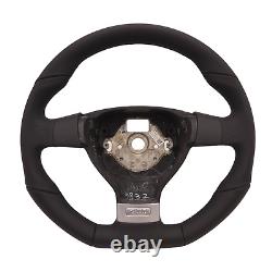 Flat Sport Steering Wheel VW Golf V 5 GTI Perforated Leather Black Stitching