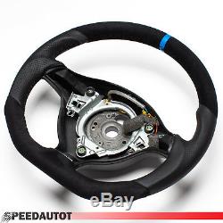 Focus Flattened Leather Steering Vw Golf 4 Bora Passat 3b Gti Blue Ring