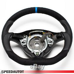 Focus Flattened Leather Steering Vw Golf 4 Bora Passat 3b Gti Blue Ring