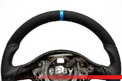 Focus Flattened Leather Steering Vw Golf 4 Bora Passat 3b Gti Blue Ring