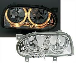 Headlights Angel Eyes Vw Volkswagen Golf 3 Vr6 Front Gt Gti Chrome Crystal Fk