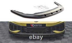 Maxton Front Bumper Lip V. 4 for Volkswagen Golf 8 GTI Clubsport in Glossy Black