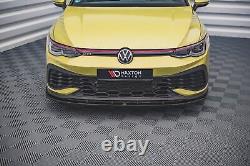 Maxton Front Bumper Lip V. 4 for Volkswagen Golf 8 GTI Clubsport in Glossy Black