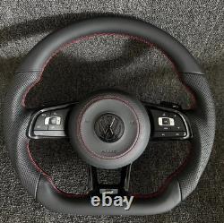 New VW Golf 7 GTI R Multifunction Steering Wheel in Perforated Leather with Red Stitching – Arteoxy