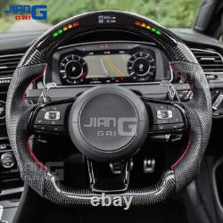 Perforated Leather Carbon Fiber LED Steering Wheel for Volkswagen MK7 R GTI Golf