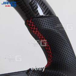 Perforated Leather Carbon Fiber LED Steering Wheel for Volkswagen MK7 R GTI Golf