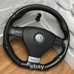 True Vw Mk5 Golf Gti Leather Black Flat Low Mfsw Direction Wheel Dsg. 17b