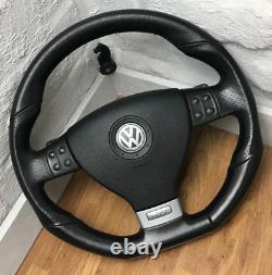 True Vw Mk5 Golf Gti Leather Black Flat Low Mfsw Direction Wheel Dsg. 17b