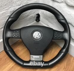 True Vw Mk5 Golf Gti Leather Black Flat Low Mfsw Direction Wheel Ref 18c