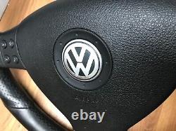 True Vw Mk5 Golf Gti Leather Black Flat Low Mfsw Direction Wheel Ref 18c