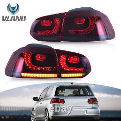 VLAND LED Smoke Red Rear Lights For Volkswagen GOLF 6 MK6 GTI 2008-2013 L+R.