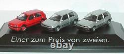 Very Rare Vw Golf III Mark 3 Gal Vr6 3 Car Promo Set 187 Herpa (model Dealer)