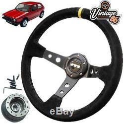 Vw Golf Mk1 Gti 340mm Style Rally Alcantara Steering Wheel & Boss Installation Kit