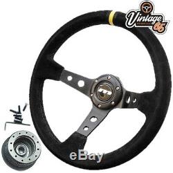 Vw Golf Mk1 Gti 340mm Style Rally Alcantara Steering Wheel & Boss Installation Kit