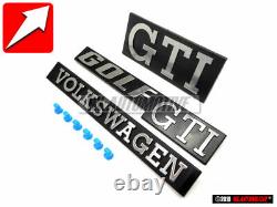 Vw Original Set Front Badges Rear Emblems With Fixing Clips Golf Mk1 Gti