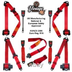 Kit Ceinture De Sécurité Rouge Volkswagen Golf Mk1 & Gti Avant Arrière Auto