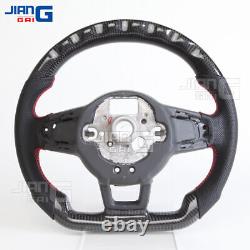 Volant en cuir perforé fibre de carbone DEL pour Volkswagen MK7 R GTI Golf