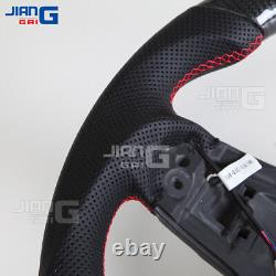 Volant en cuir perforé fibre de carbone DEL pour Volkswagen MK7 R GTI Golf