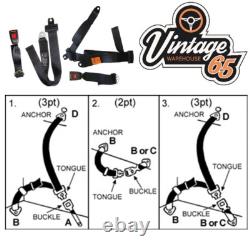 Volkswagen Golf Jetta Mk1 Mk2 Gti Arrière Statique 3 Point Seat Ceinture Lap Kit